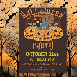 Invitation Un Citrouille Adulte À Trois Maux Fête D'Halloween