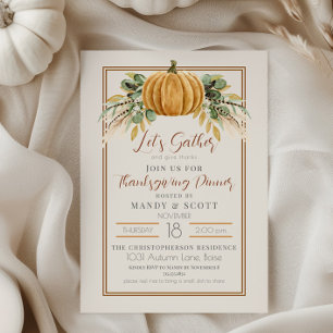 Invitation Un Citrouille D'Automne Remercie Le Dîner De Thank