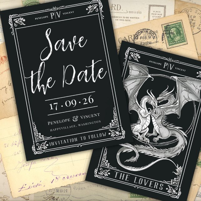 Invitation Un conte d'amour du dragon Sauvez la date (Créateur téléchargé)