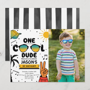 Invitation Un Cool en verre solaire Anniversaire Photo Invita