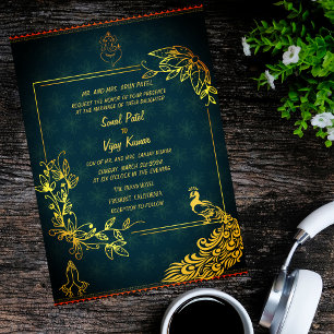 Invitation Un couple de Mariages indiens hindous photo Golden
