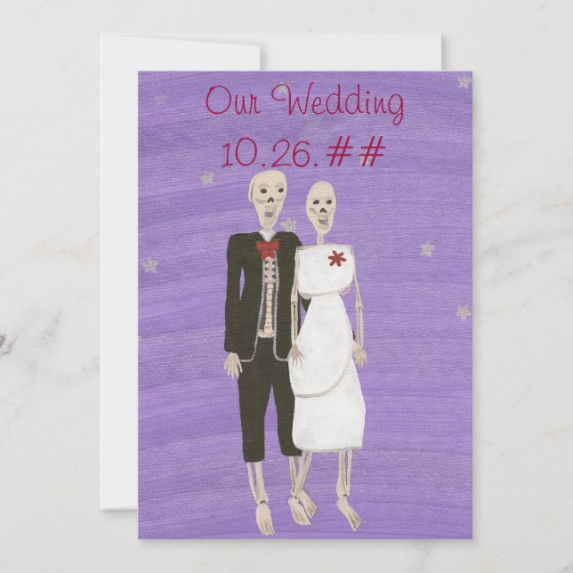 Invitation Un couple de squelettes pour un mariage d'Hallowee (Devant)
