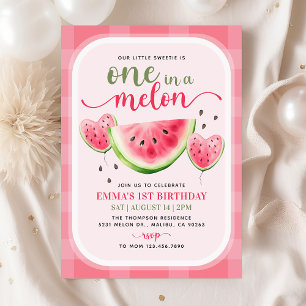 Invitation Un dans la pastèque Melon 1er fête d'anniversaire