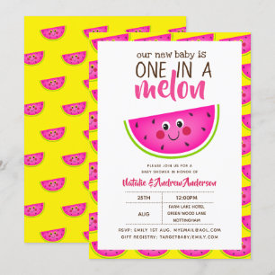 Invitation Un Dans Un Baby shower MELON Rose Jaune Moderne Cu