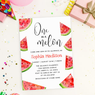 Invitation Un dans un Melon   Jolie Fille au Pastèque 1er Ann