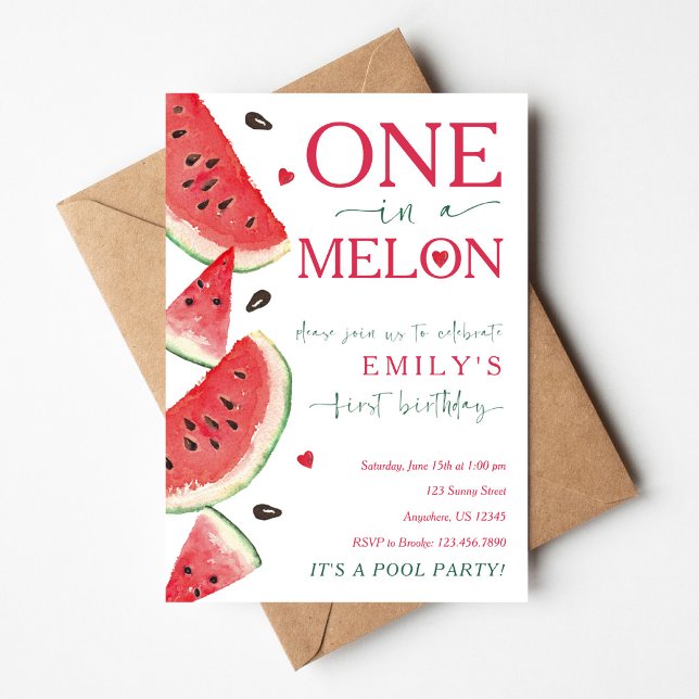 Invitation Un dans un Melon Pastèque Premier Anniversaire (Créateur téléchargé)