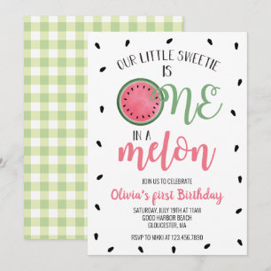 Invitation Un dans un Melon Pastèque Premier Anniversaire