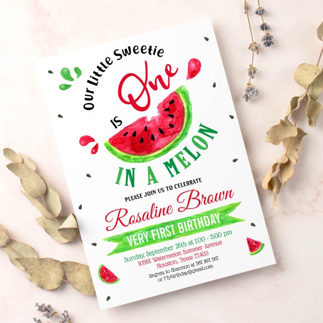 Invitation Un dans un melon Premier anniversaire (Créateur téléchargé)