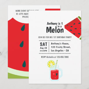 Invitation Un dans un Melon Premier anniversaire fête