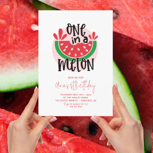 Invitation Un dans un Melon rose 1er anniversaire