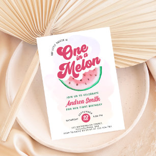 Invitation Un dans un melon rose aquarelle premier anniversai