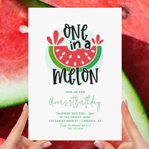 Invitation Un dans un Melon Rouge Vert 1er Anniversaire