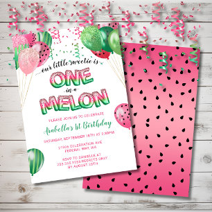 Invitation Un dans un Melon Thème 1er Anniversaire Ballons