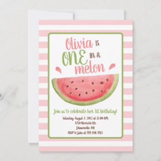 Invitation Un dans un Melon Watermelon 1er Birthday Invitatio