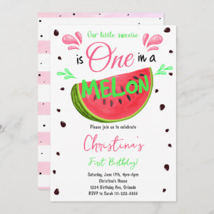 Invitation Un dans un Melon Watermelon 1er Birthday Invitatio