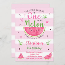 Un dans un Melon Watermelon 1er Birthday Invitatio