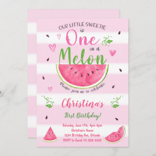 Invitation Un dans un Melon Watermelon 1er Birthday Invitatio