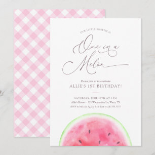 Invitation Un dans un Melon Watermelon 1er Birthday Party Inv