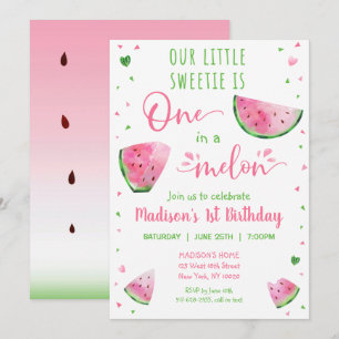 Invitation Un Dans Un Melon Watermelon Premier anniversaire