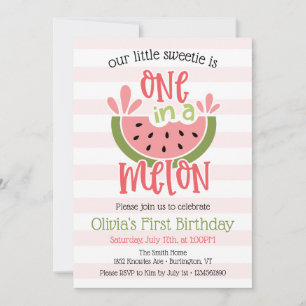 Invitation Un Dans Un Melon Watermelon Premier anniversaire