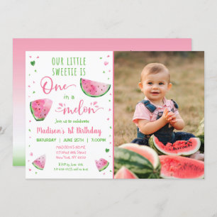 Invitation Un Dans Un Melon Watermelon Premier anniversaire