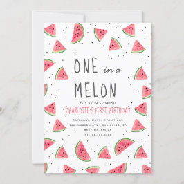 Invitation Un dans un Melon Watermelon Première fête d'annive