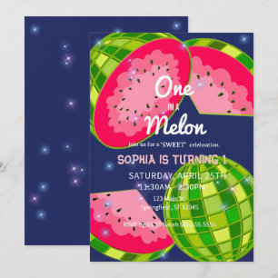 Invitation Un dans une pastèque ! 1ère fête d'anniversaire
