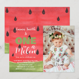 Invitation Un dans une pastèque Melon 1er anniversaire Photo