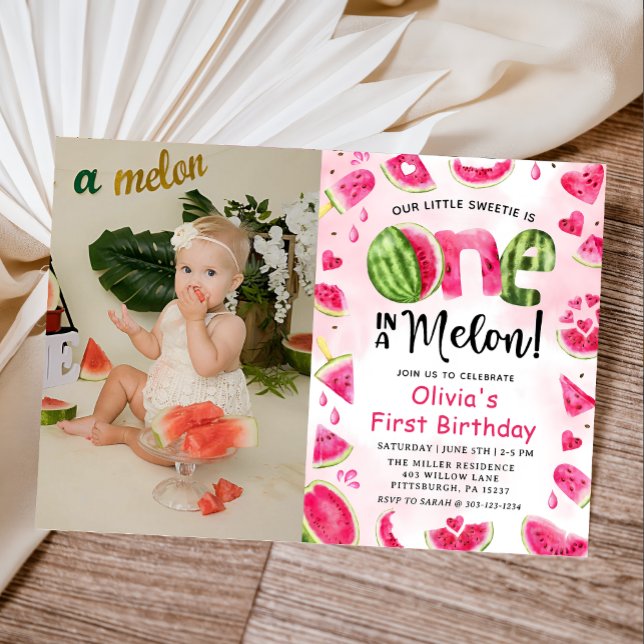 Invitation Un dans une pastèque Melon 1er anniversaire Photo (Créateur téléchargé)