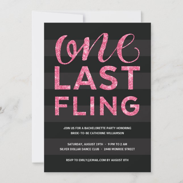 Invitation Un Dernier Fling| Parties scintillant-Look Bachelo (Devant)