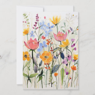 Invitation Un dessin floral fantaisiste, fleurs sauvages