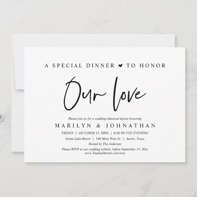 Invitation Un Dîner Spécial Pour Honorer Notre Amour, Répétit (Devant)