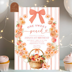 Invitation Un doux anniversaire Coquette florale de pêche 1 a