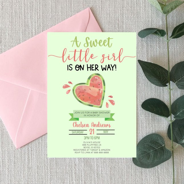 Invitation Un doux Baby shower de pastèque pour petite fille (Créateur téléchargé)