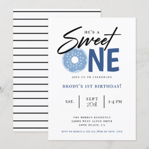 Invitation Un doux beigne bleu 1er anniversaire