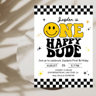 Invitation Un Dude Heureux 1er Anniversaire - Garçon Premier
