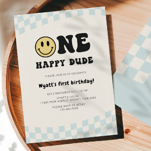 Invitation Un Dude Heureux Smiley 1er Anniversaire