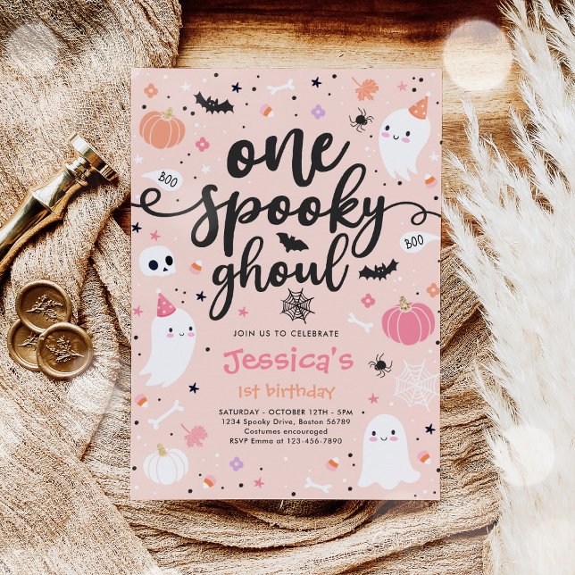 Invitation Un Éffrayant Ghoul Cute Halloween Ghost 1er annive (Créateur téléchargé)