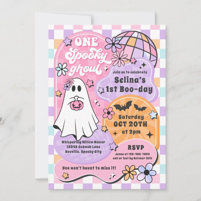 Invitation Un Éffrayant Ghoul Halloween Ghost 1er anniversair (Devant)