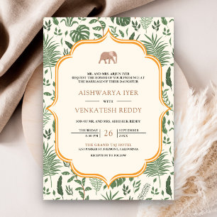 Invitation Un éléphant de forêt tropicale en un seul Mariage 