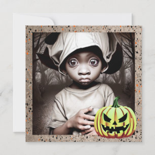 Invitation Un enfant afro-américain aux grands yeux Halloween