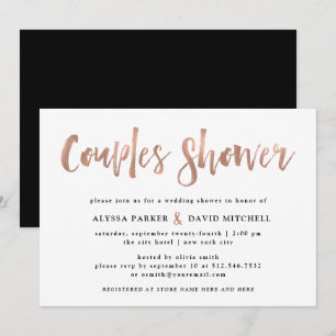 Invitation Un esprit moderne Rose Faux Gold Couples Douche