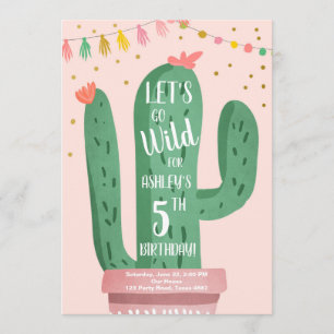 Invitation Un Fête de Cactus Wild One Birthday Let's Go Wild