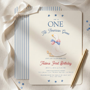 Invitation Un garçon à l'oie tout américain 1er anniversaire