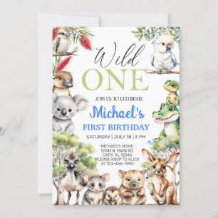 Invitation Un garçon animaux australiens Wild Un anniversaire