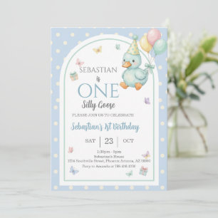 Invitation Un Garçon Bleu Silly Goose 1er Anniversaire