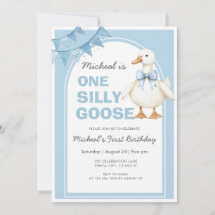 Invitation Un Garçon Bleu Silly Goose 1er Anniversaire Bleu