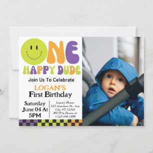 Invitation Un garçon heureux 1er anniversaire Photo