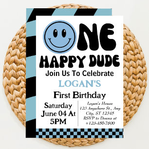 Invitation Un garçon heureux à un an  Premier anniversaire  