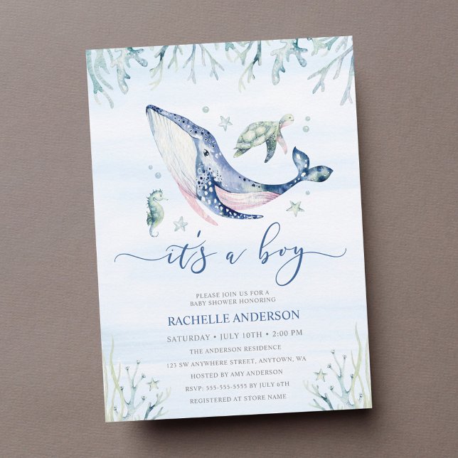 Invitation Un garçon sous le Baby shower marin (Créateur téléchargé)